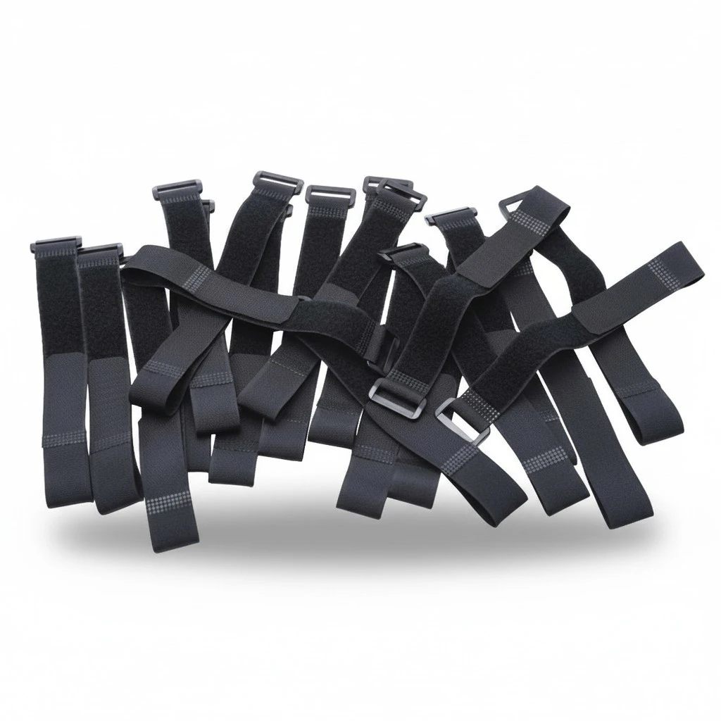 20pcs Hook and Loop Straps Cable Ties Organizer Fastener (Black)