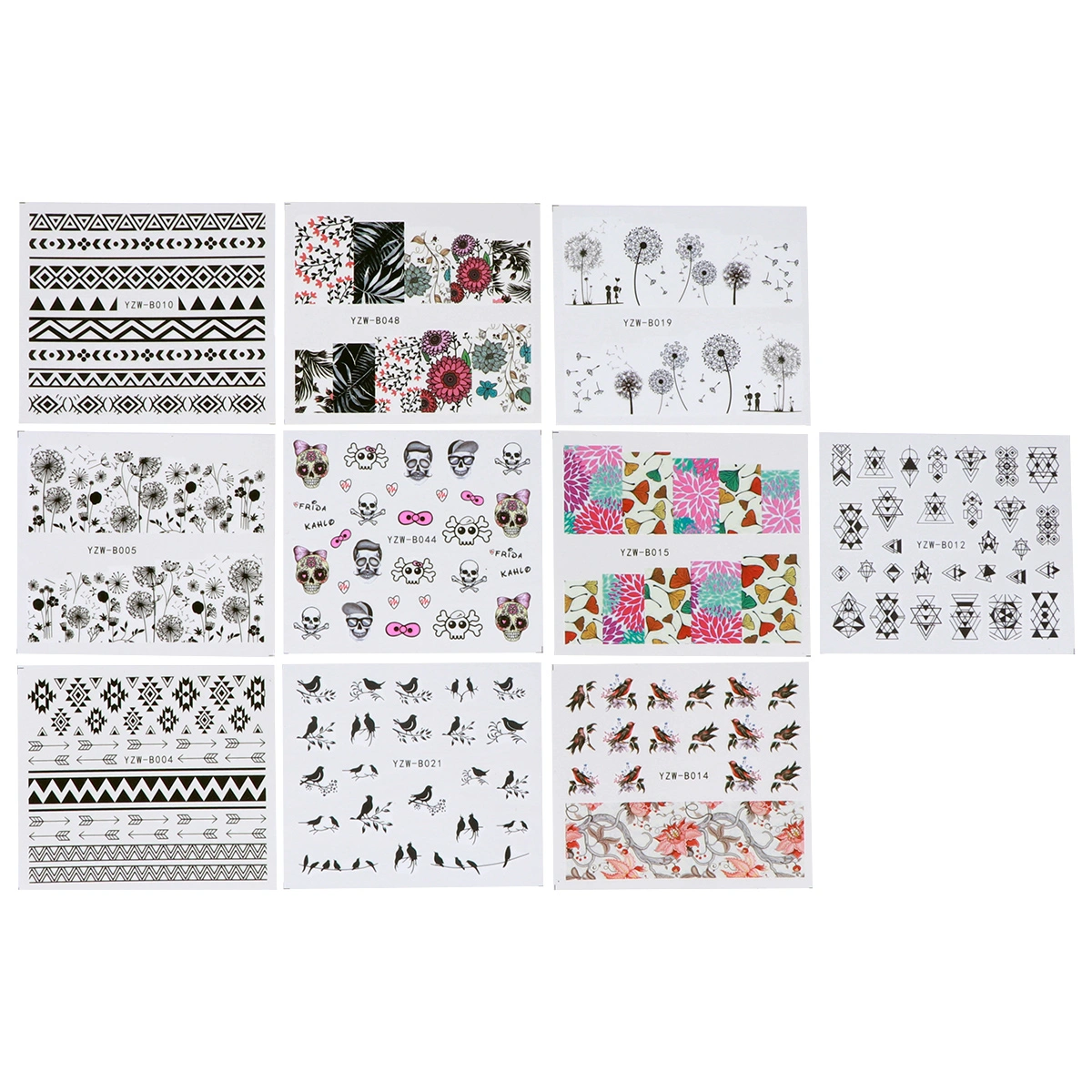 10pcs DIY Beauty 3D Nail Art Decoration Stickers Mix Design Water Transfer Nail Stickers