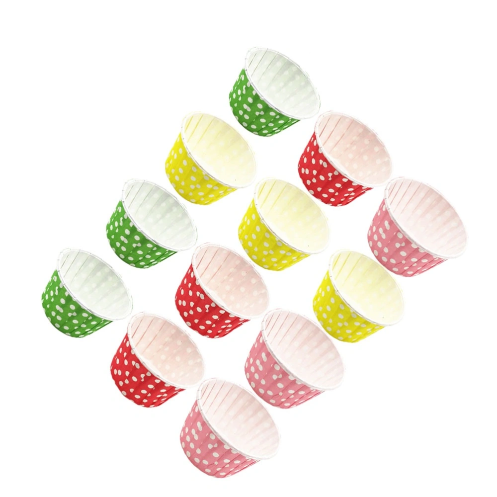 100PCS Cake Cup Dessert Bowls High Temperature Resistant Baking Utensils Dot Coating Curling Cup (Random Color)