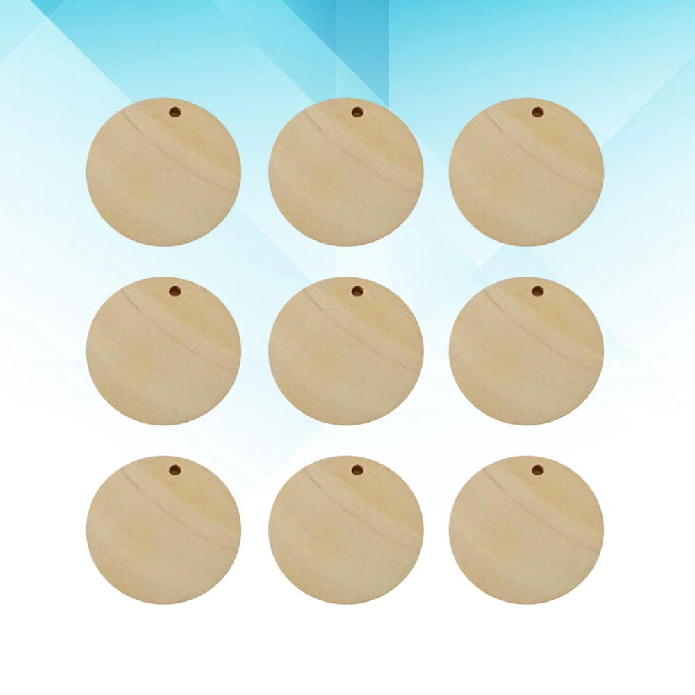 100pcs Round Wooden Slice Pendant DIY Jewelry Accessories Single Hole Wood Slice Pendant (25mm)