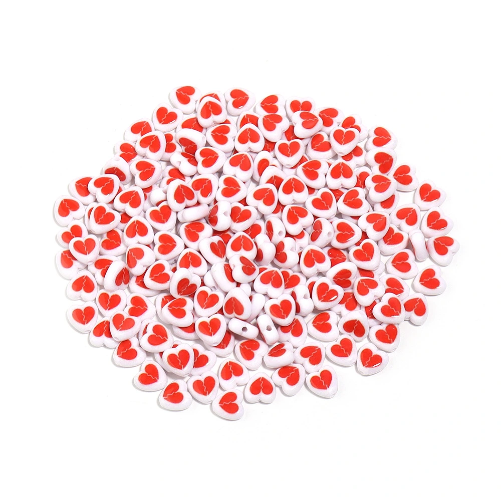 100Pcs Heart Spacer Beads DIY Bracelet Necklace Beads Acrylic Loose Beads Jewelry Making Beads