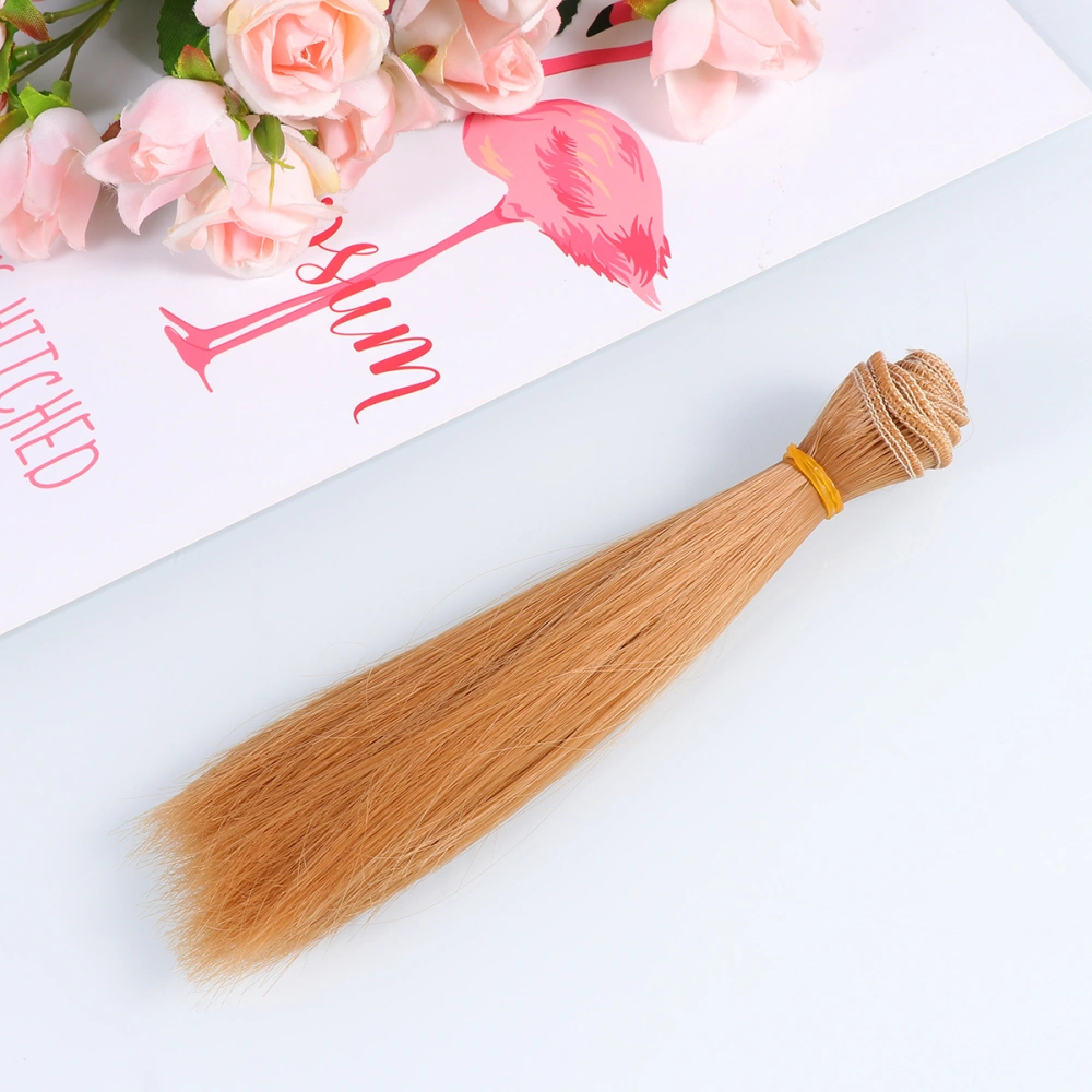 5 Pcs 15cm Heat Resistant Straight Hair Wig Handcraft DIY Doll Wigs Weft Hair Extensions for Home School Project (Light Brown)