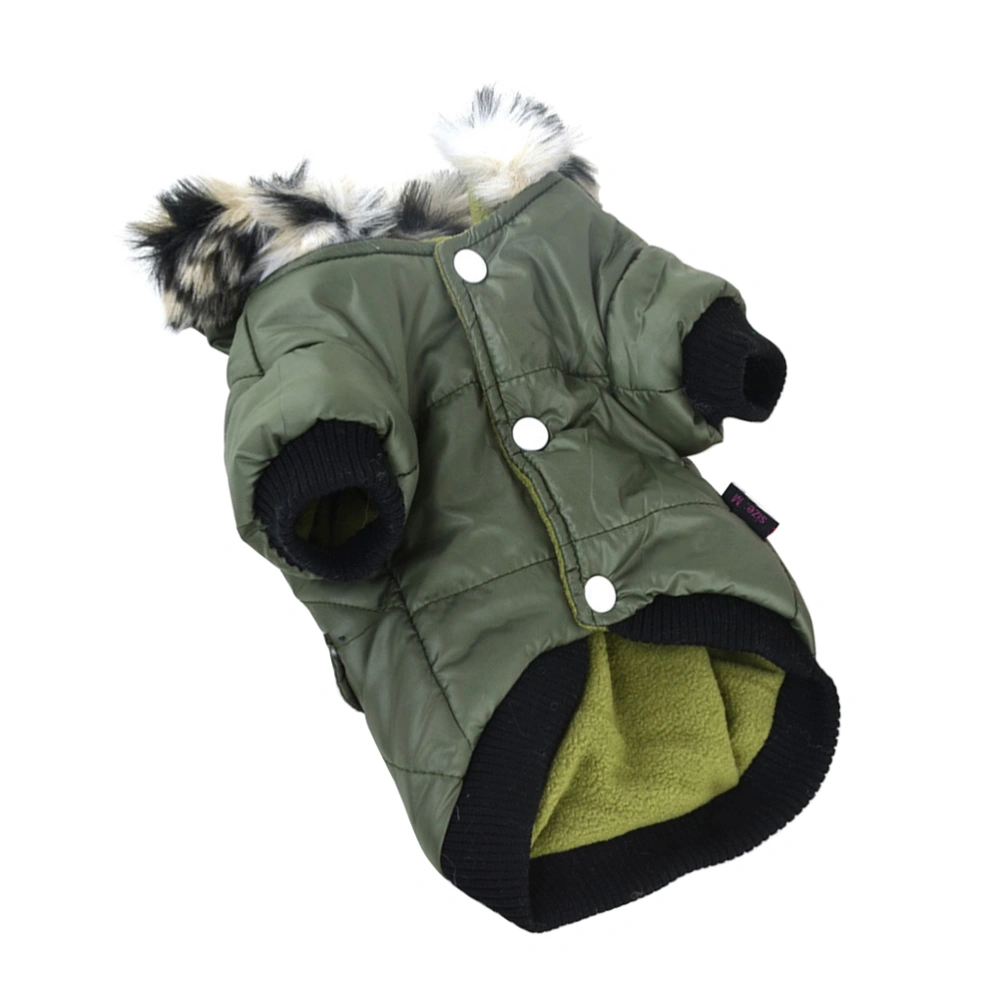 Pet Dog Coat Warm Puppy Hoodie Overcoat Clothes Apparel Size XS (Army Green)