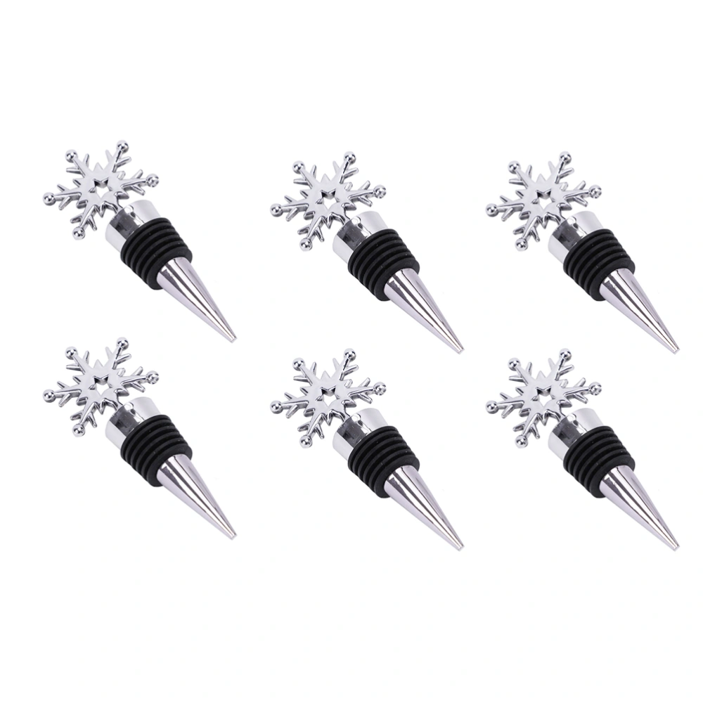 6Pcs Creative Stainless Steel Snowflake Shaped Wine Bottle Stoppers (Silver)