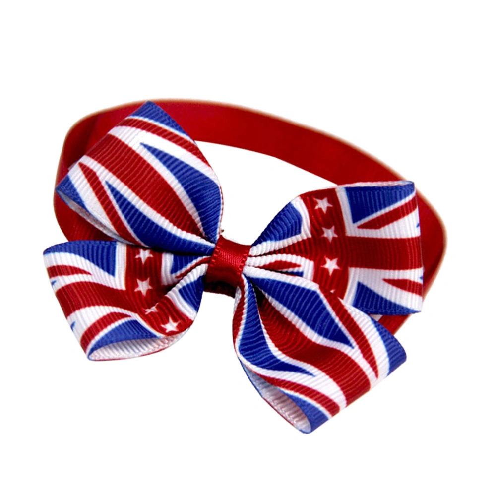 6pcs Pet Dog Bow Ties Dog Collar Union Flag Pattern Neckties Adjustable Dog Ties Dog Accessories