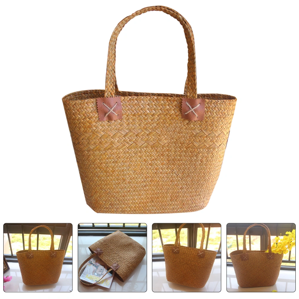 Sea Grass Woven Bag Woven Flower Basket Natural Style Basket Handheld Bag Craft