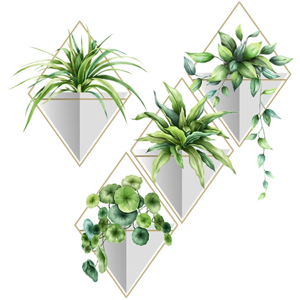 1 Set 3D Vivid Green Plants Wall Sticker Removable DIY Green Plants Wall Decal Potted Plant Wallpaper