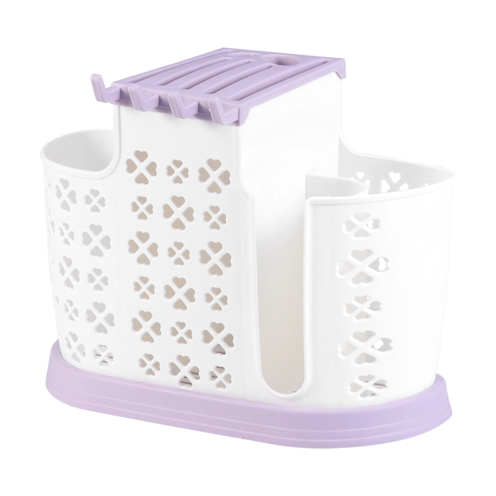 Kitchen Tableware Plastic Organizer Racks Multifunctional Chopsticks Spoons Holder(Milk Purple)