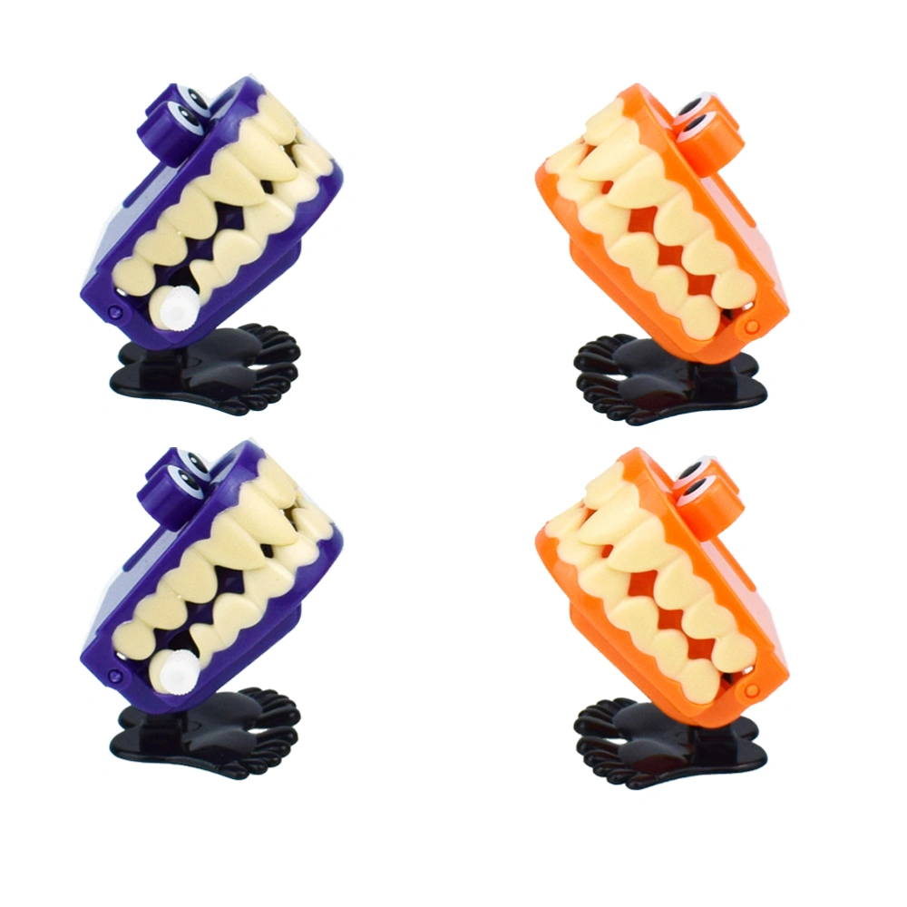 12 pcs Wind Up Halloween Gift Toy with Eyes and Popping Teeth for Children Playing Purple and Orange