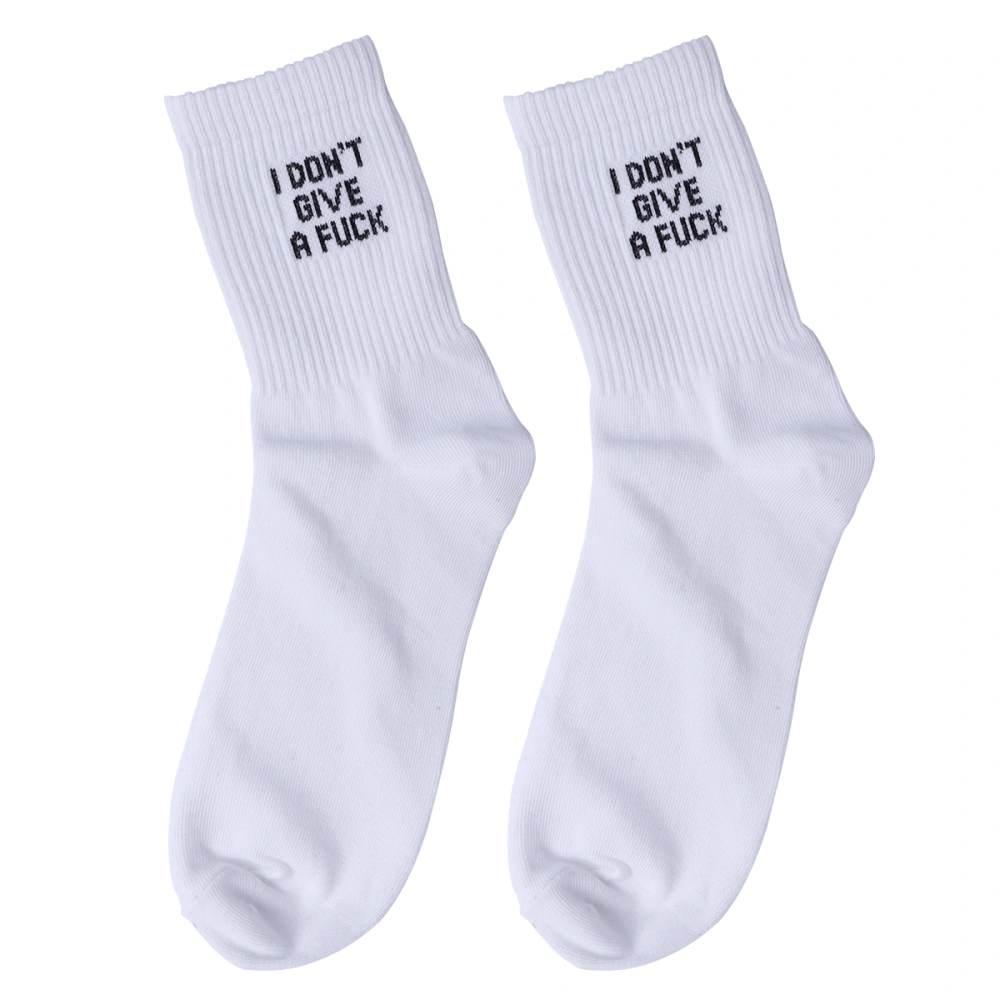 1 Pair of Unisex Letter Cotton Socks Casual Ribbed Knit Ankle High Crew Socks (Type 1, Alphabetic Random)