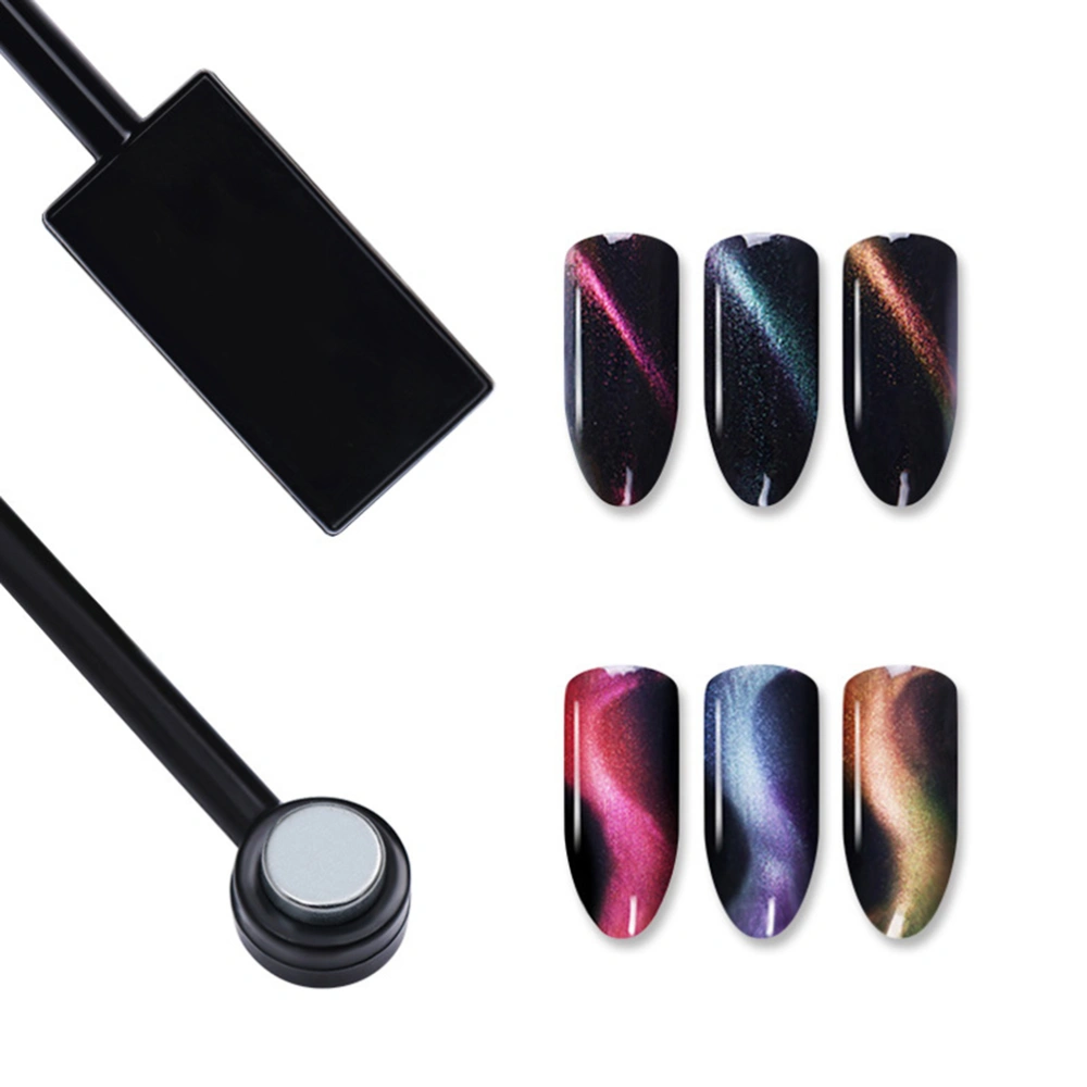 1pc Double-head Thikcened Magnetic Plate Nail Art Cat Eye Gel Magnet Stick Manicure Nail Gel Tools (Black)