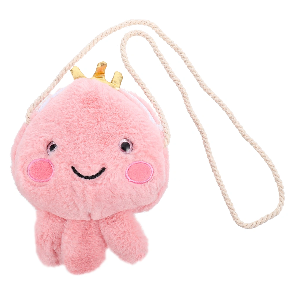 1pc Cartoon Jellyfish Change Purse Kids Pouch Plush Crossbody Trendy Bag