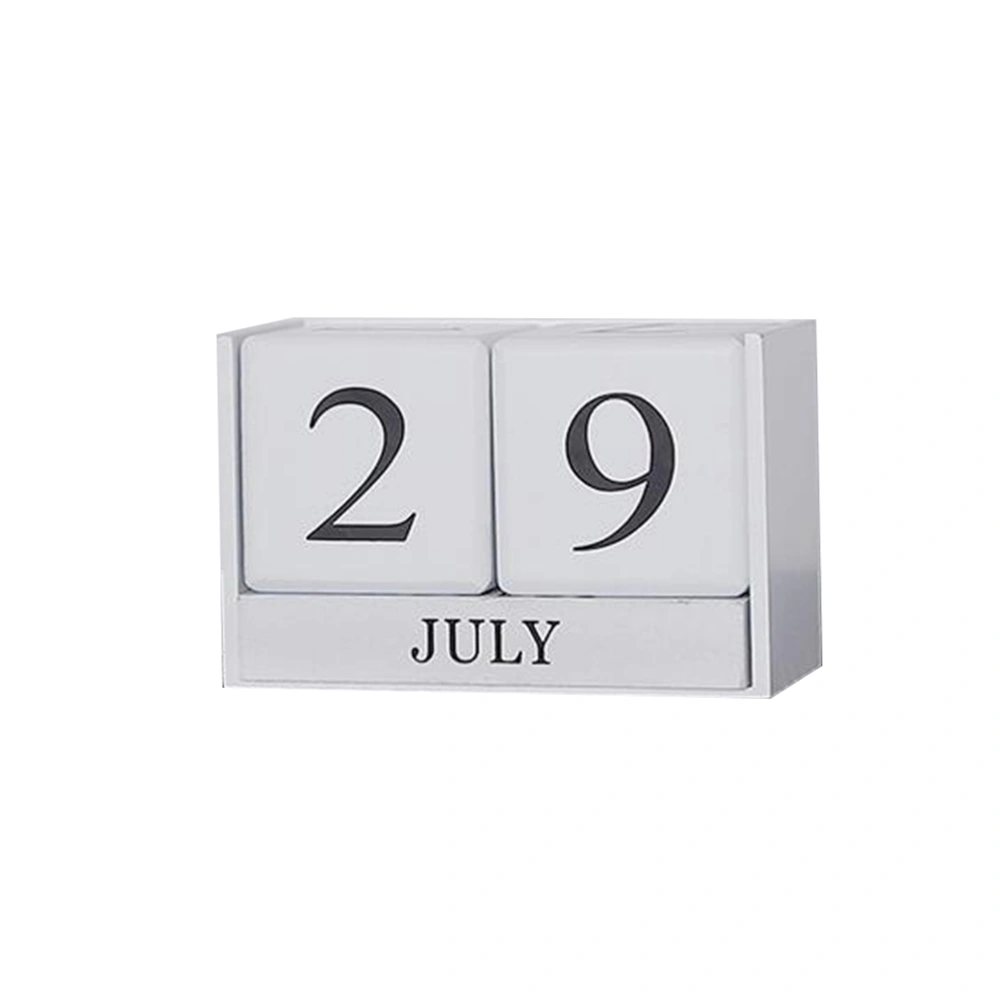 Creative Desktop Wooden Manual Calendar Office Decoration Table Home Ornament Decor(White)