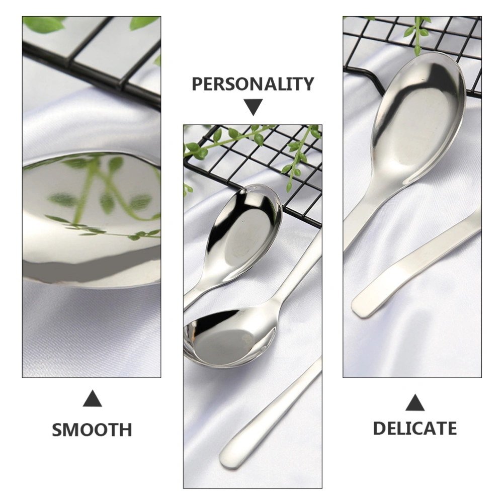 4PCS Stainless Steel Flat Bottom Spoon Premium Soup Spoon Sturdy Soup Spoon