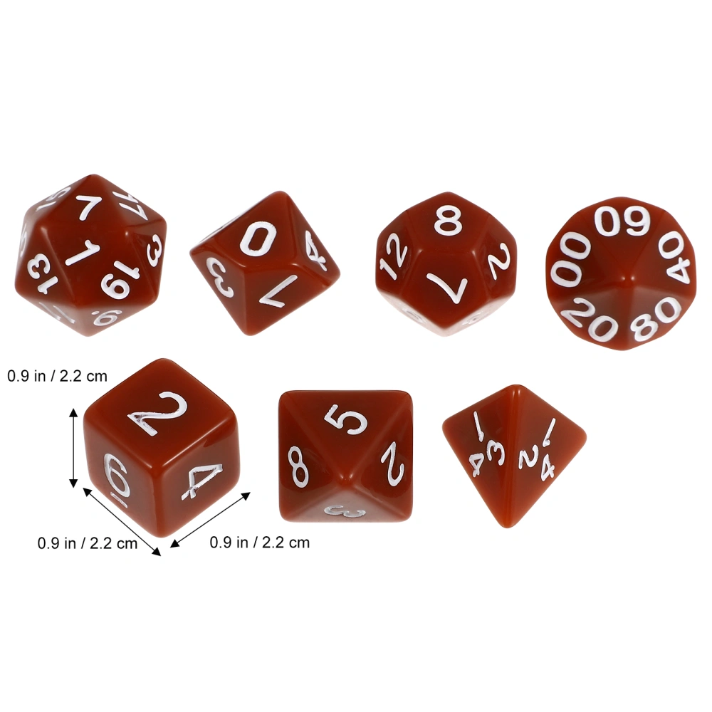 Polyhedral Dice Set 4 Sided-20 Sided Multi Sided Acrylic Dice Game Favours for D & D Games (Brown)