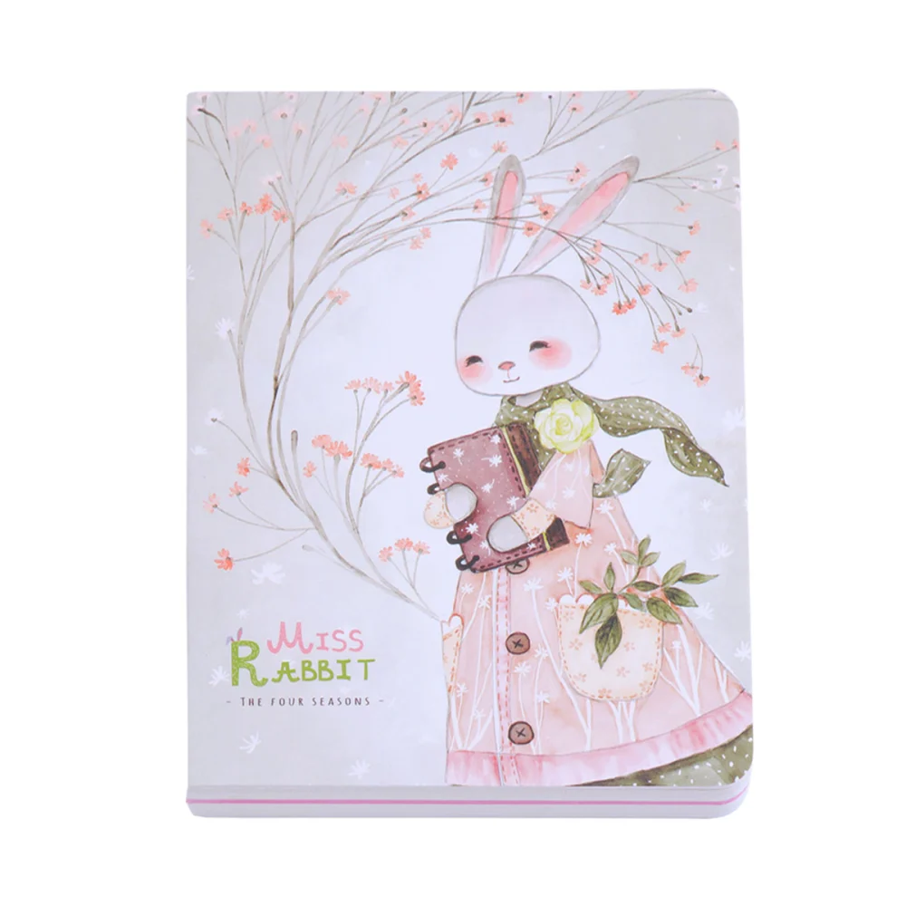 Miss Rabbit Pattern Scrapbook Creative Notebook Girls Writing Pad Diary Notepad Memo Pad (Spring Growing)