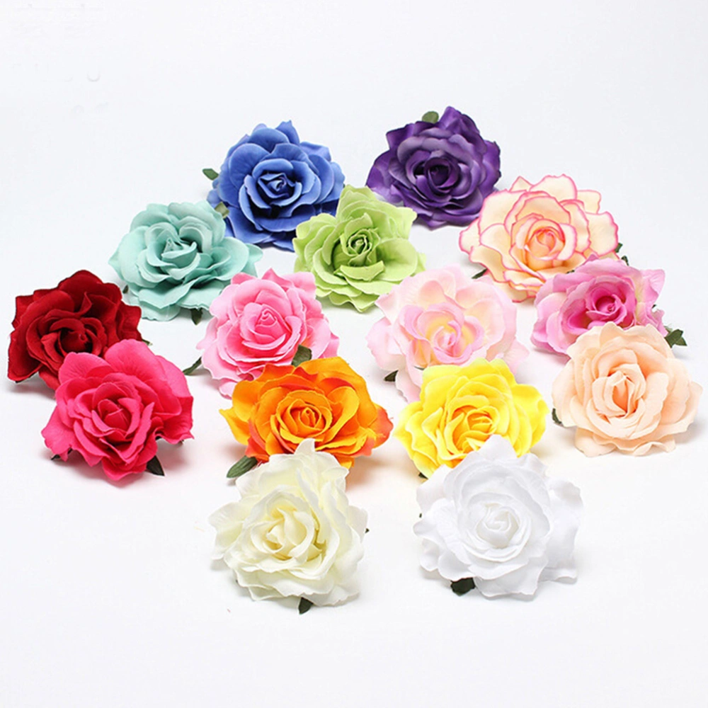 8Pcs Rose Shaped Hair Clips Simulation Flower Hair Clips Plush Hairpins Women Headdress(Red)