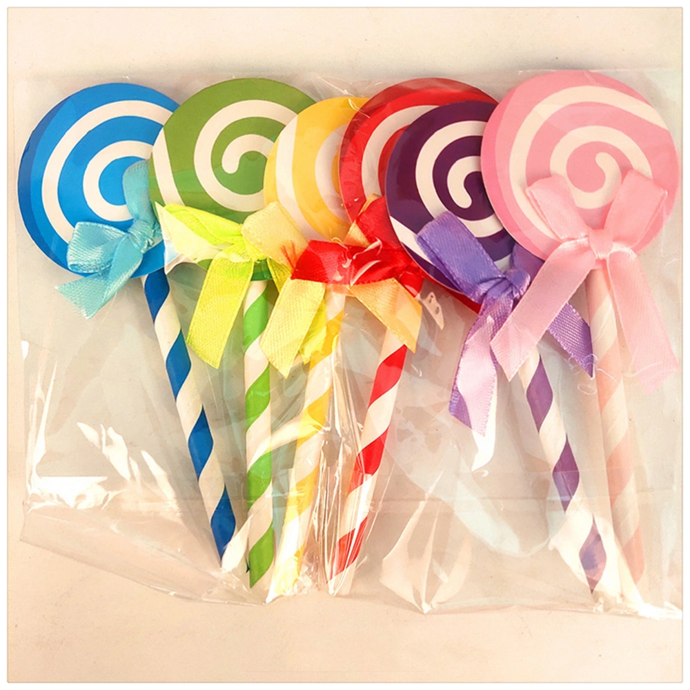 36pcs Creative Lollipop Paper Cake Picks Cupcake Cake Insert Cards Birthday Party Decor (Mixed Color)