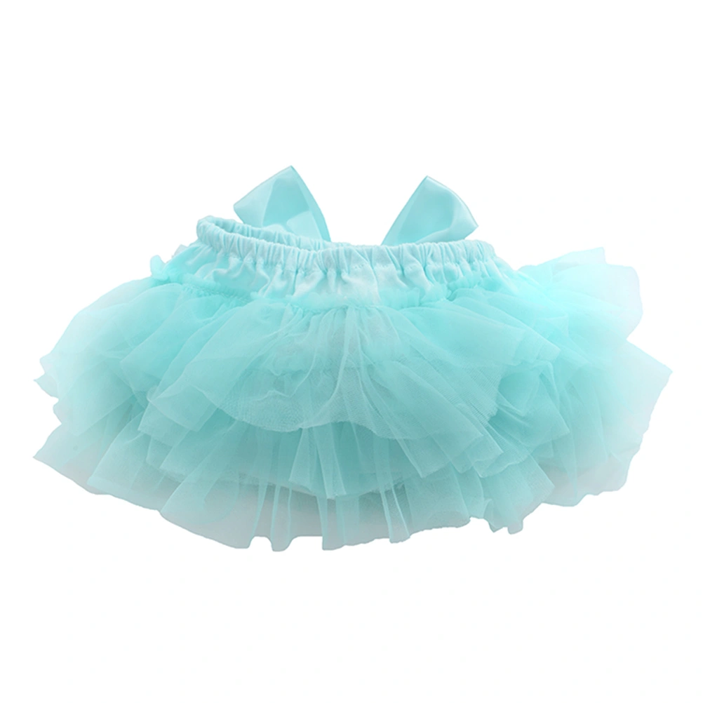 1pc Tutu Skirt and Flower Headband Baby Girls Photography Props Newborn Birthday Dress Headwear Size L(Blue)