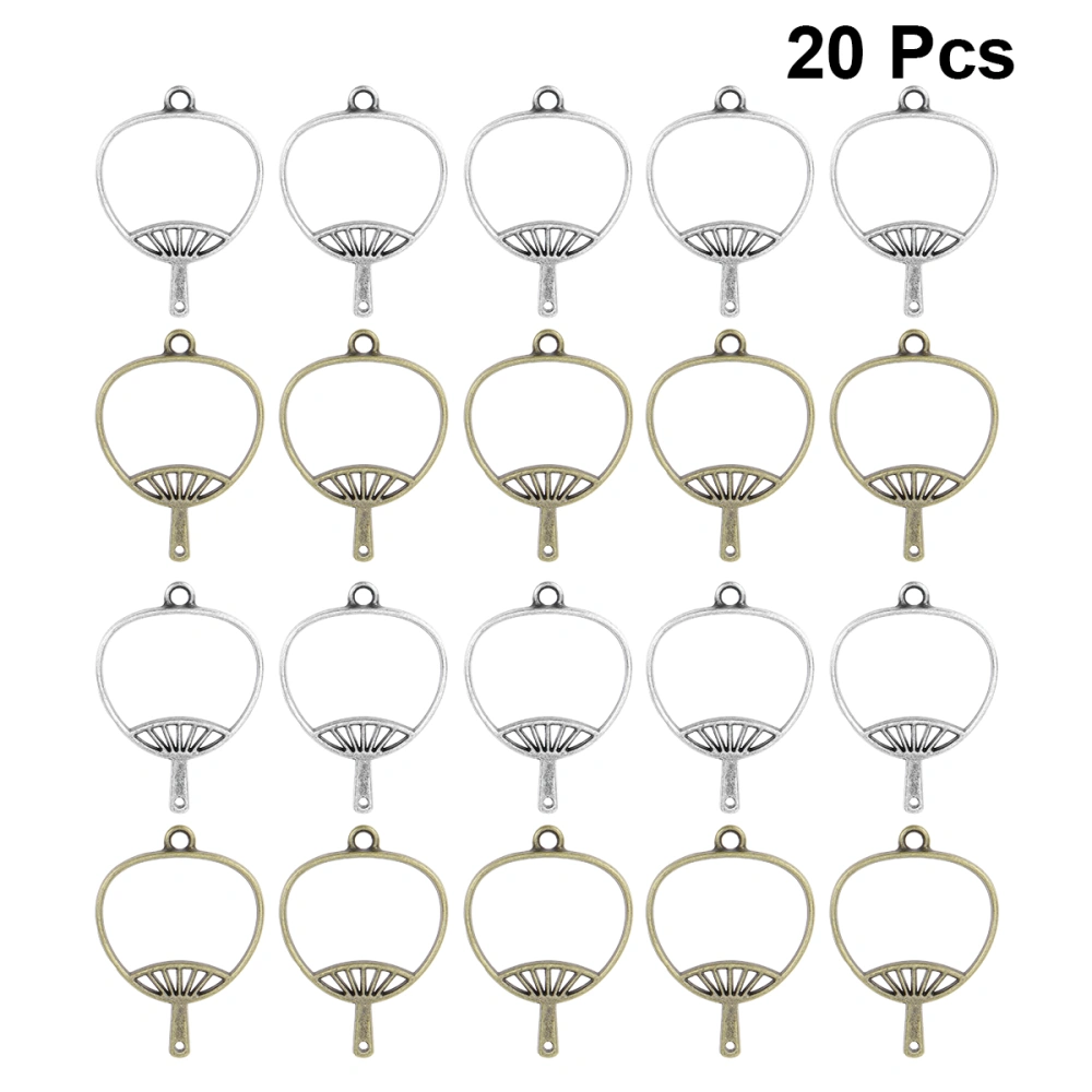 20pcs Cattail Leaf Fan Pendant Frame DIY Alloy Pendant Frame Retro Alloy Jewelry Accessories