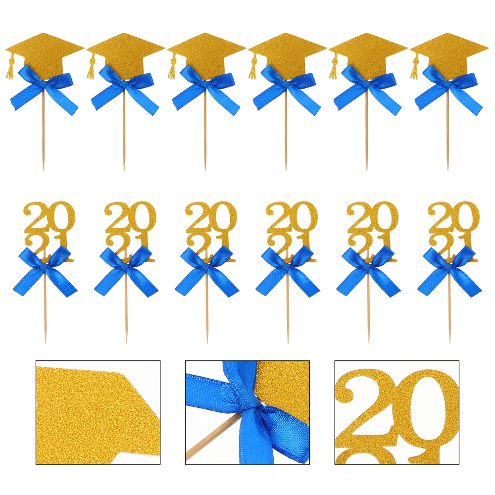 12pcs Delicate Cupcake Toppers Graduation Party Dessert Cupcake Decorations