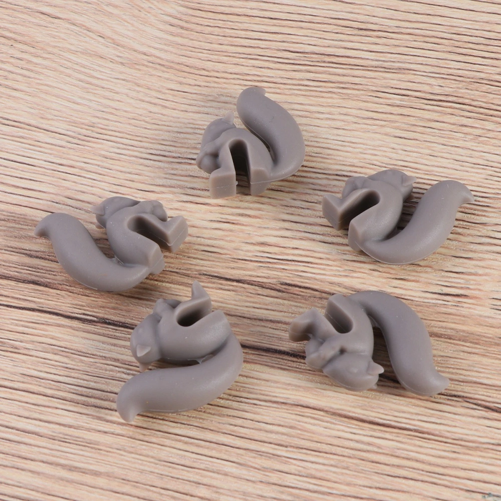 5pcs Silicone Squirrel Tea Bag Silicone Tea Bag Holder (Grey)