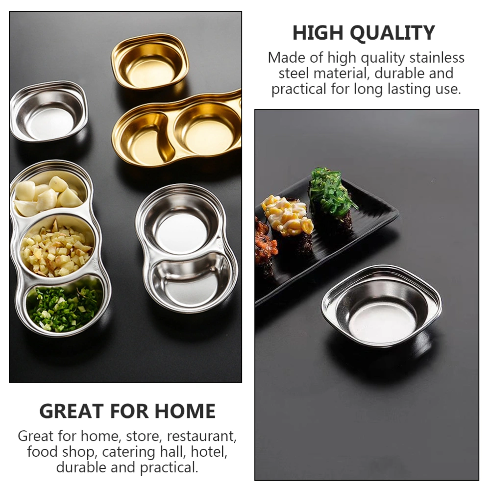 3pcs Seasoning Dish Stainless Steel Sauce Dish Grid Appetizer Dish Plate