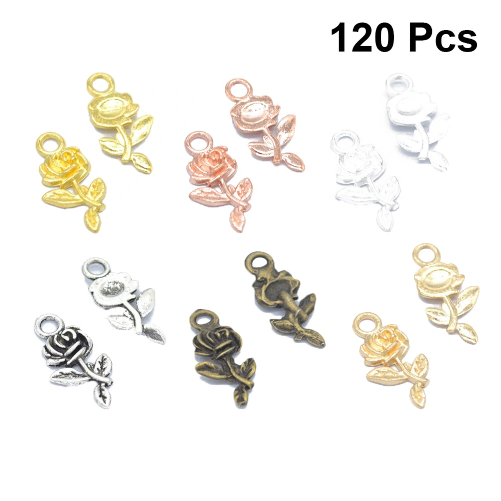 120pcs Alloy Charms Pendants Rose Shape DIY Pendants for Bracelet Necklace Making (Random Pattern Mixed)