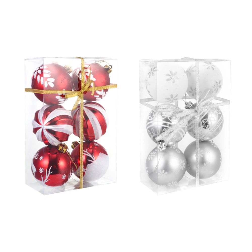 12pcs Christmas Plastic Ball Ornaments Ball Craft Hanging Pendants