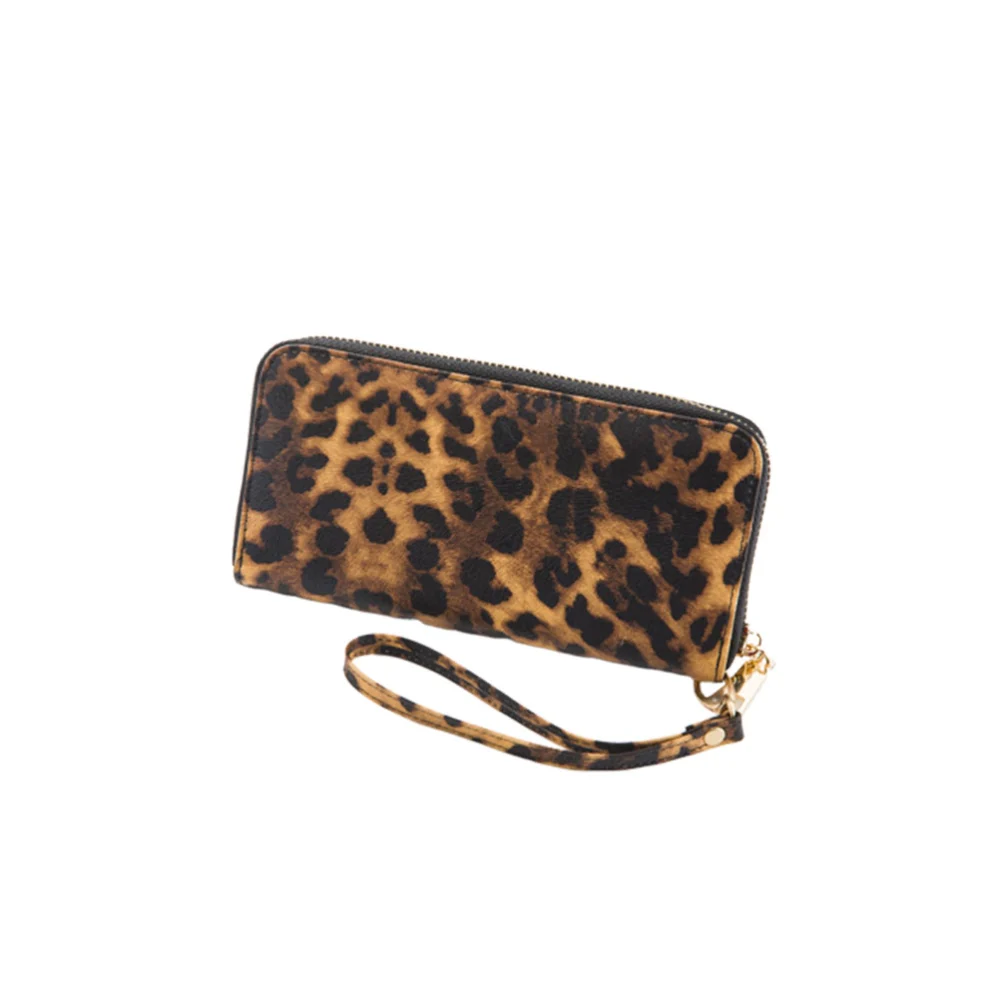 Leopard Hand Bag Tote Bag Fashion Women Wallet Mobile Phone Bag Large Capacity Cards Storage Bag for Ladies Female (Leopard Print)