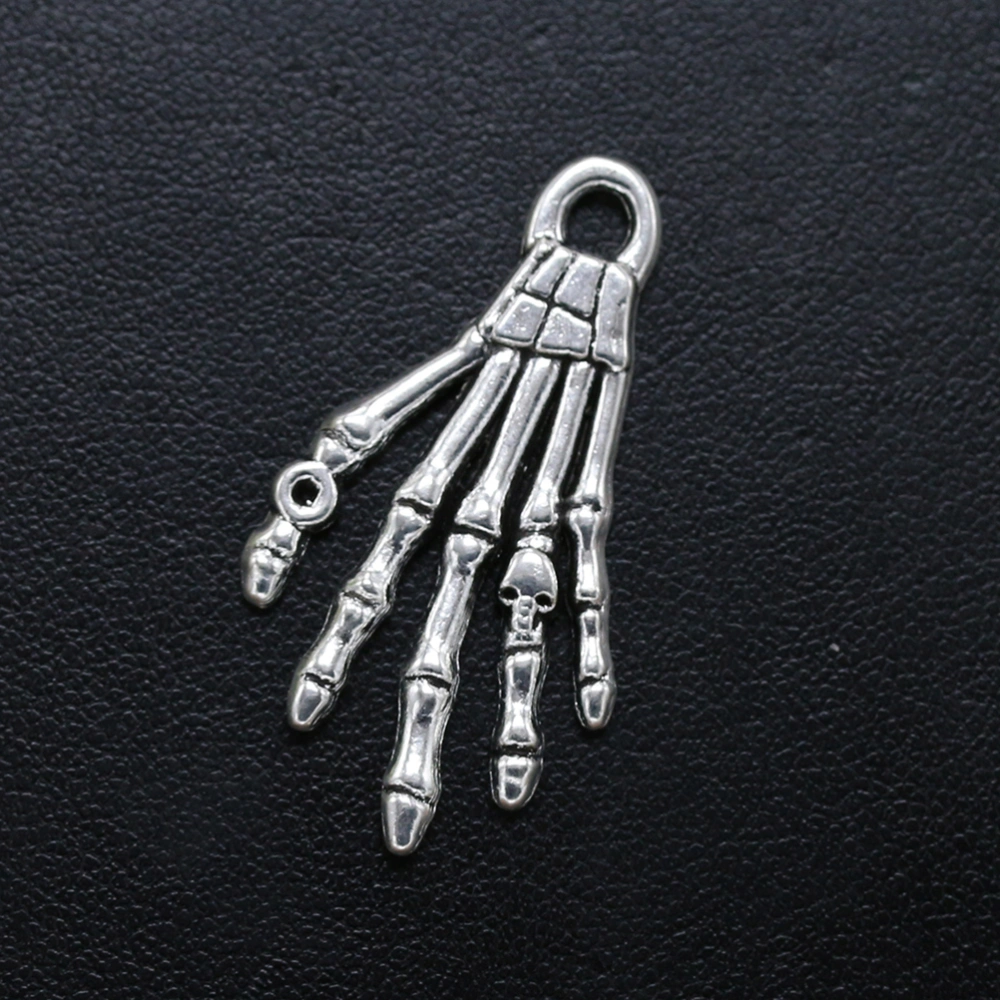 10pcs Alloy Skeleton of Hand Pendants Charms DIY Jewelry Making Accessory for Necklace Bracelet (Antique Silver)