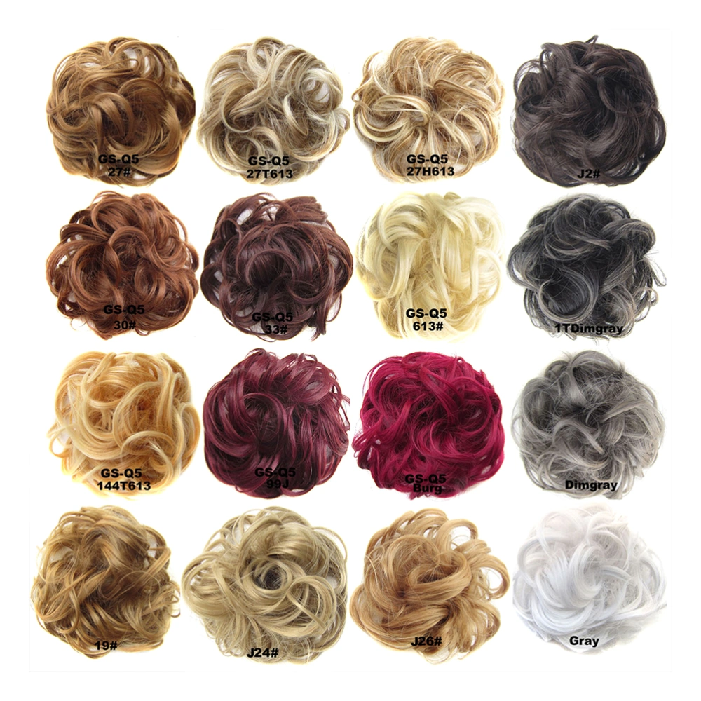 Ladies Fashion Pony Tail Hair Extension Bun Hairpieces Scrunchie Elastic Wave Curly Synthetic Hairpieces (J24#)