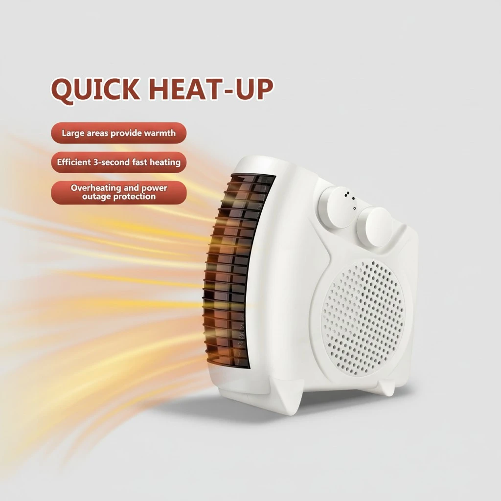 Space Heaters Fast Safety Heat Overheat Protection Desk Electric Fan Heater with Thermostat for Indoor Personal Bedroom Home Office (EU Plug)