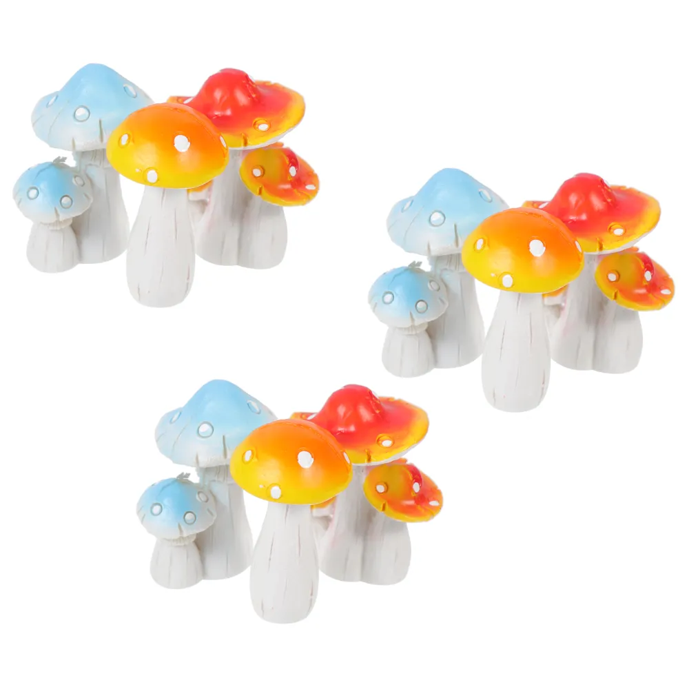 9pcs Garden Fake Mushroom Ornament Miniature Mushroom Figurines for DIY Decor