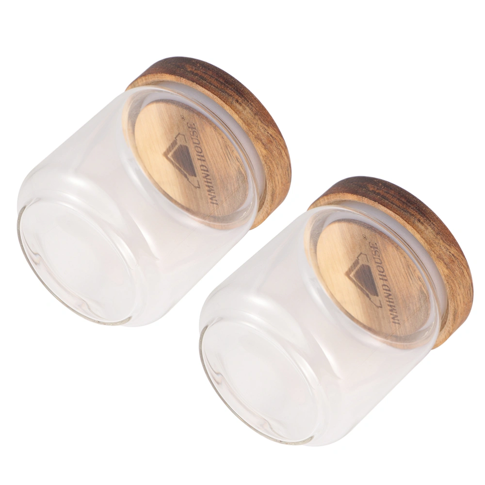 2 Pcs Glass Sealed Can Food Storage Can Honey Tea Storage Container(500ml)