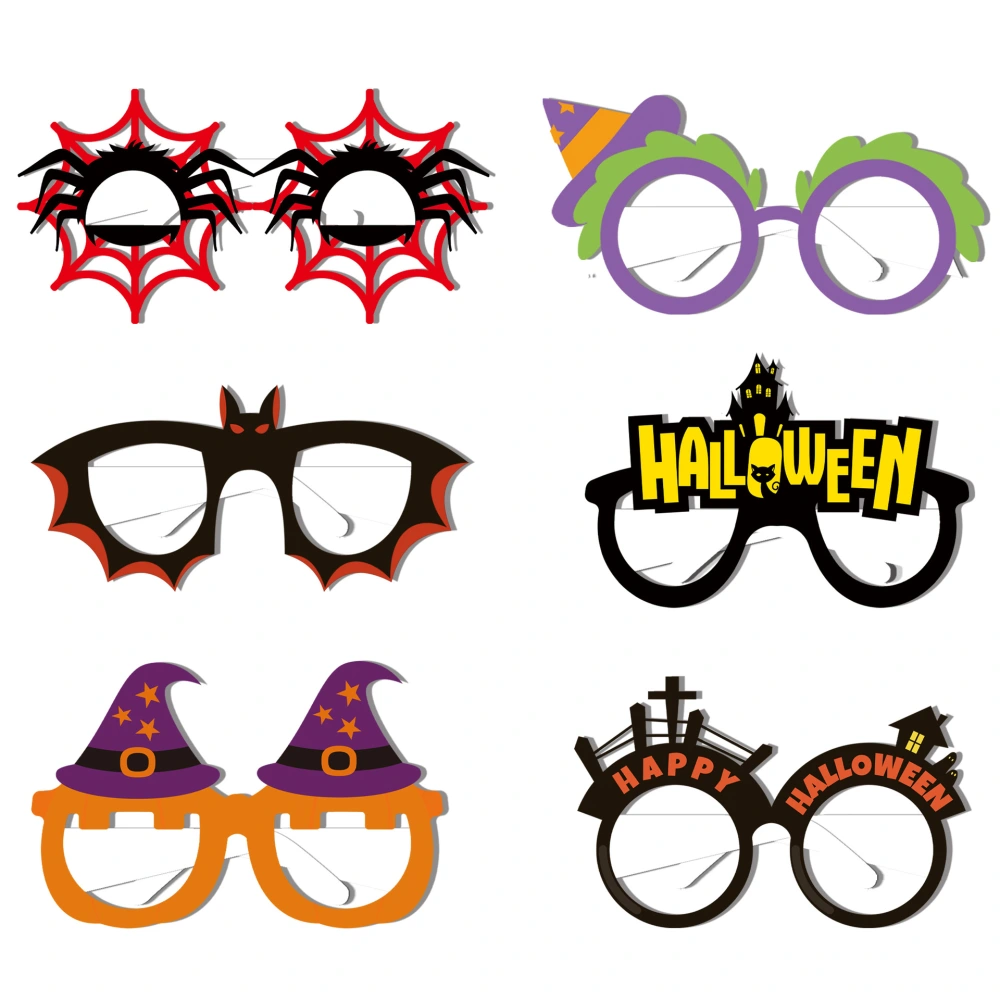 6 pcs Halloween Glasses Prop Halloween Party Eyeglass Frame Cosplay Glasses Prop for Kids