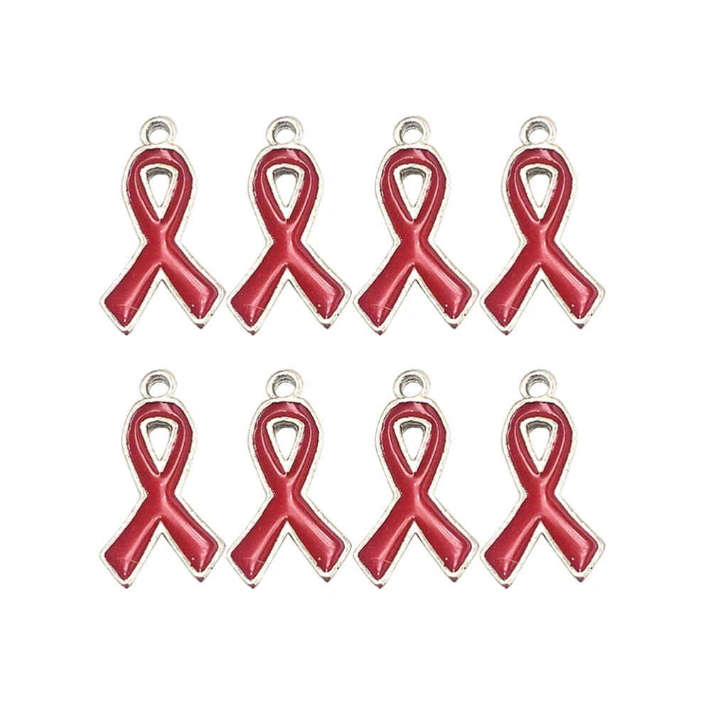 20pcs Elegant Metal Ribbon Pendant Alloy Charms Jewelry Making Accessories for Women Lady Girls (Red)