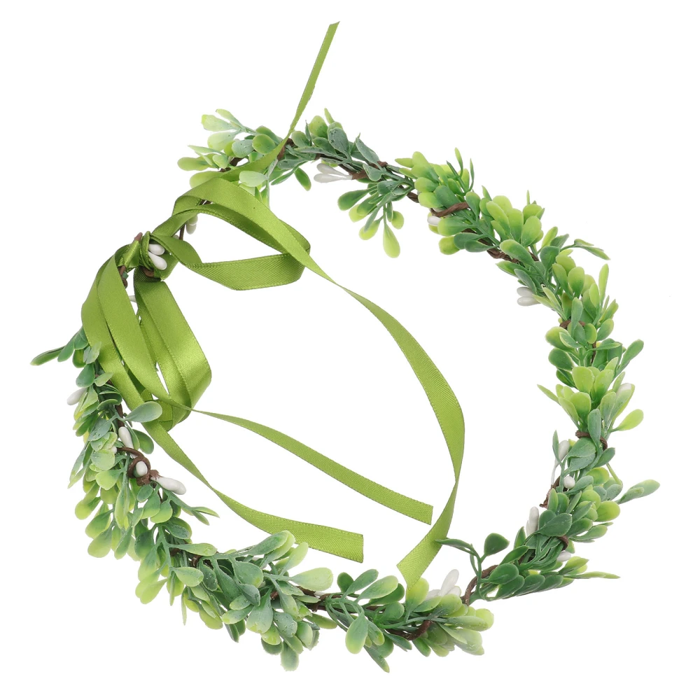 1pc Artificial Wreath Hanging Decor Fake Wreath Scene Decor Green Plant Garland