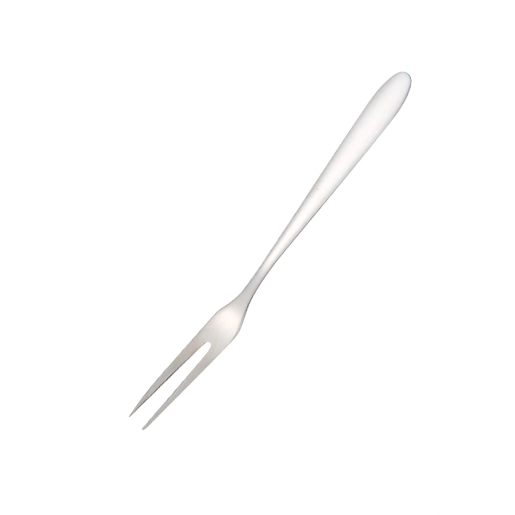 Stainless Steel Fruit Forks Two-tine Dessert Forks Long Handle Pitchforks for Cake Fruit Beefsteak (Silver)