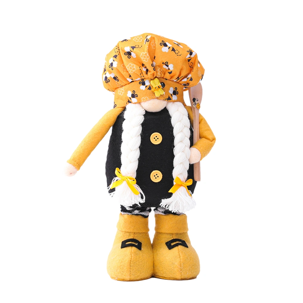 1pc Lovely Plush Gnome Doll Bee Flexible Dwarf Elf Doll Creative Chef Adornment