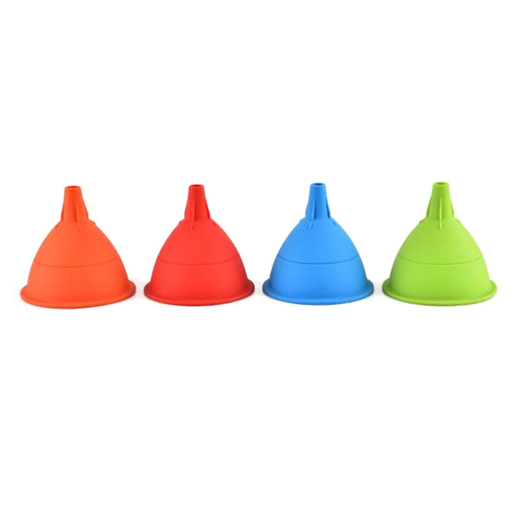 2pcs Silicone Foldable Funnels Telescopic Long-stem Funnel Transferring Liquid Tool for Home (Green)