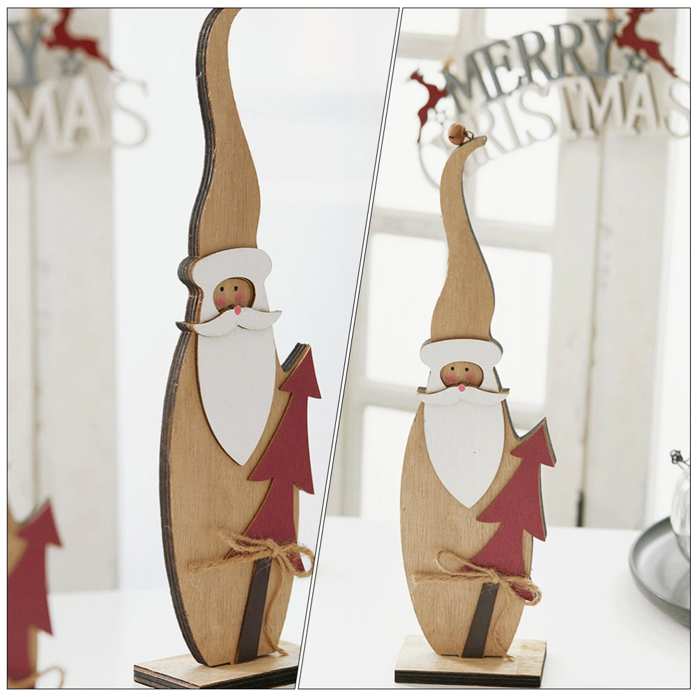 1pc Wooden Santa Claus Desktop Decoration Christmas Shop Window Decoration