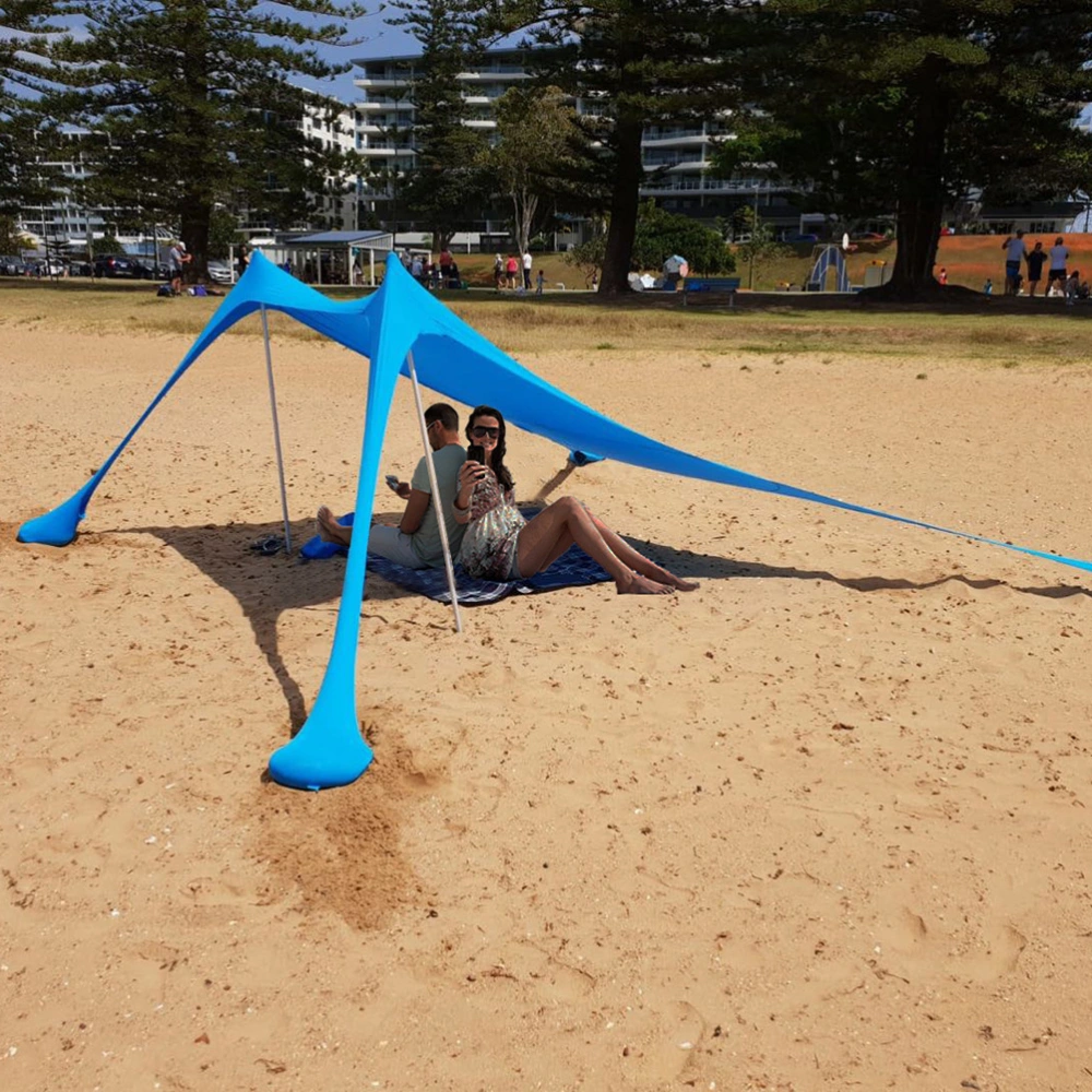 Outdoor Canopy Tent Practical Multi-functional Beach Mat Wild Camping Sunshade Supplies for Fishing Camping (Size M Blue)