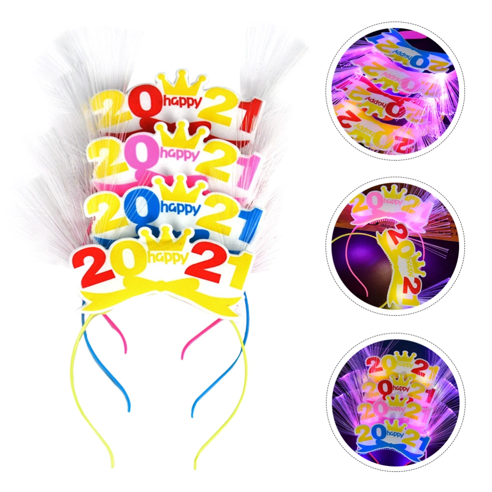 4Pcs 2021 Crown Headdress Luminous Hair Creative Party Props (Random Color)