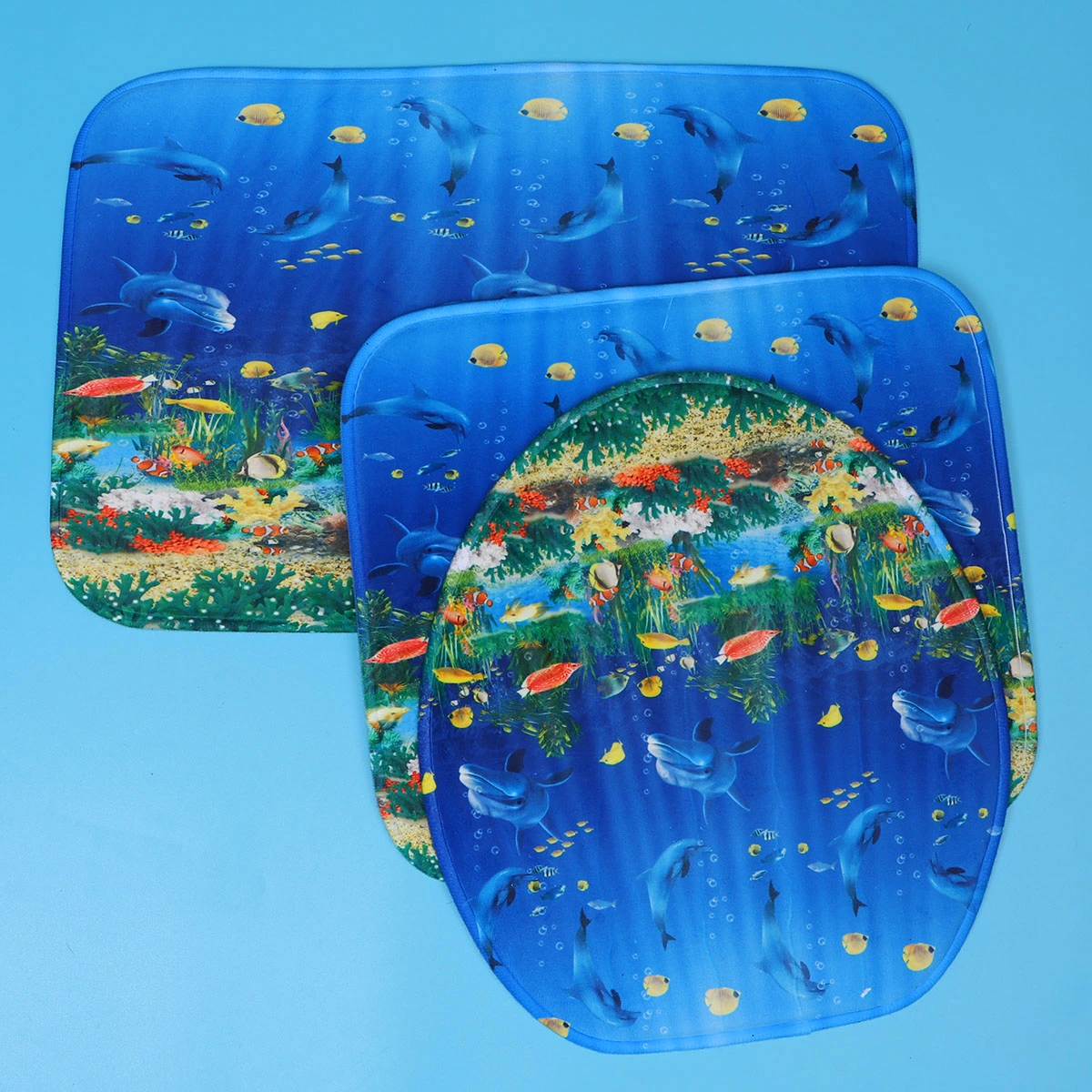 3 Pcs Fashion Printed Bath Rugs Floor Bath Mat Toilet Lid Cover Non-Slip Waterproof Bathroom Carpet