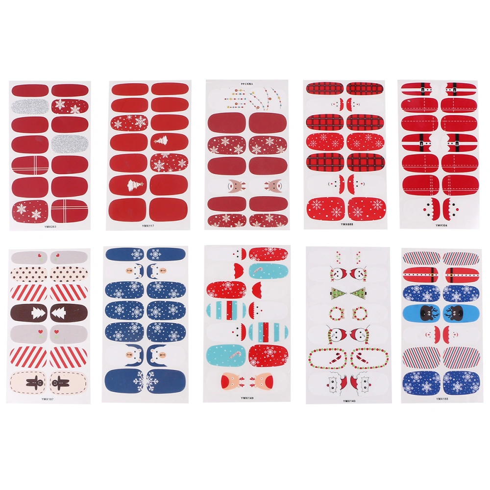 10Pcs Christmas and Halloween Nail art Child Makeup Toy Nail Sticker Toy Fake Nails False Nail Tips(Mixed Color)