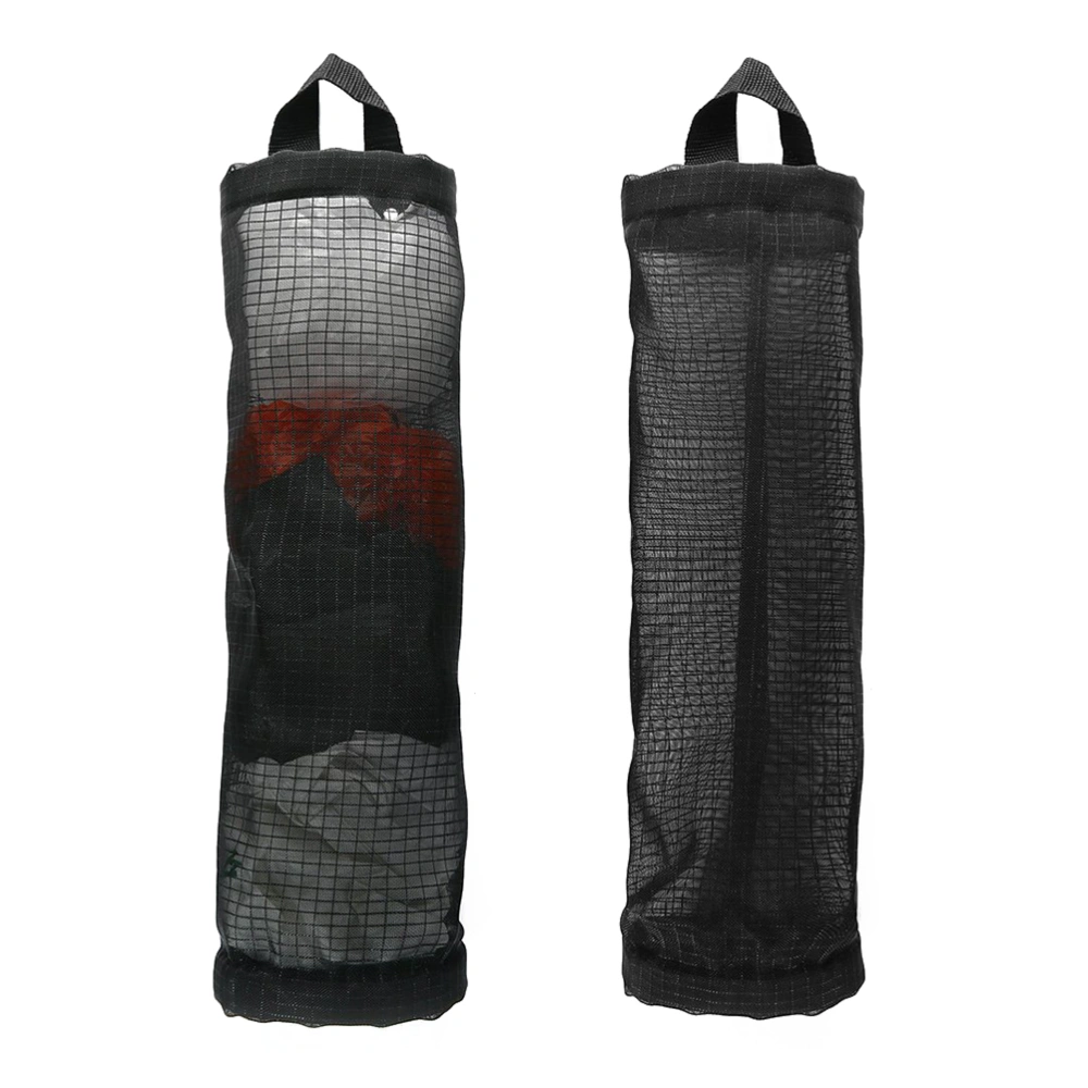 2pcs Hanging Folding Mesh Garbage Bag Organizer Trash Bags Holder Recycling Containers Storage for Kitchen (Black)