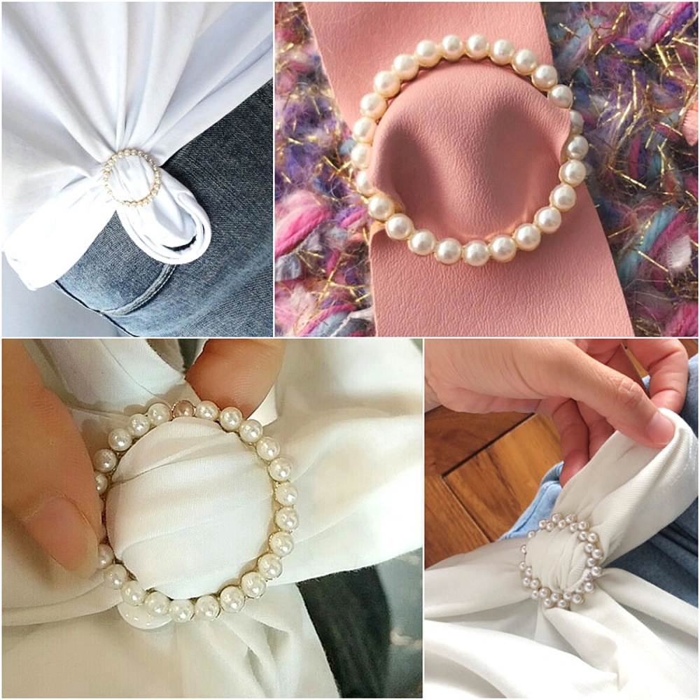 5 Pcs High-grade Pearl Rhinestone Clothing Corner Knotted Buckle T-shirt Dress Decorative Buckle for Clothing Bridal Bridesmaid Dresses