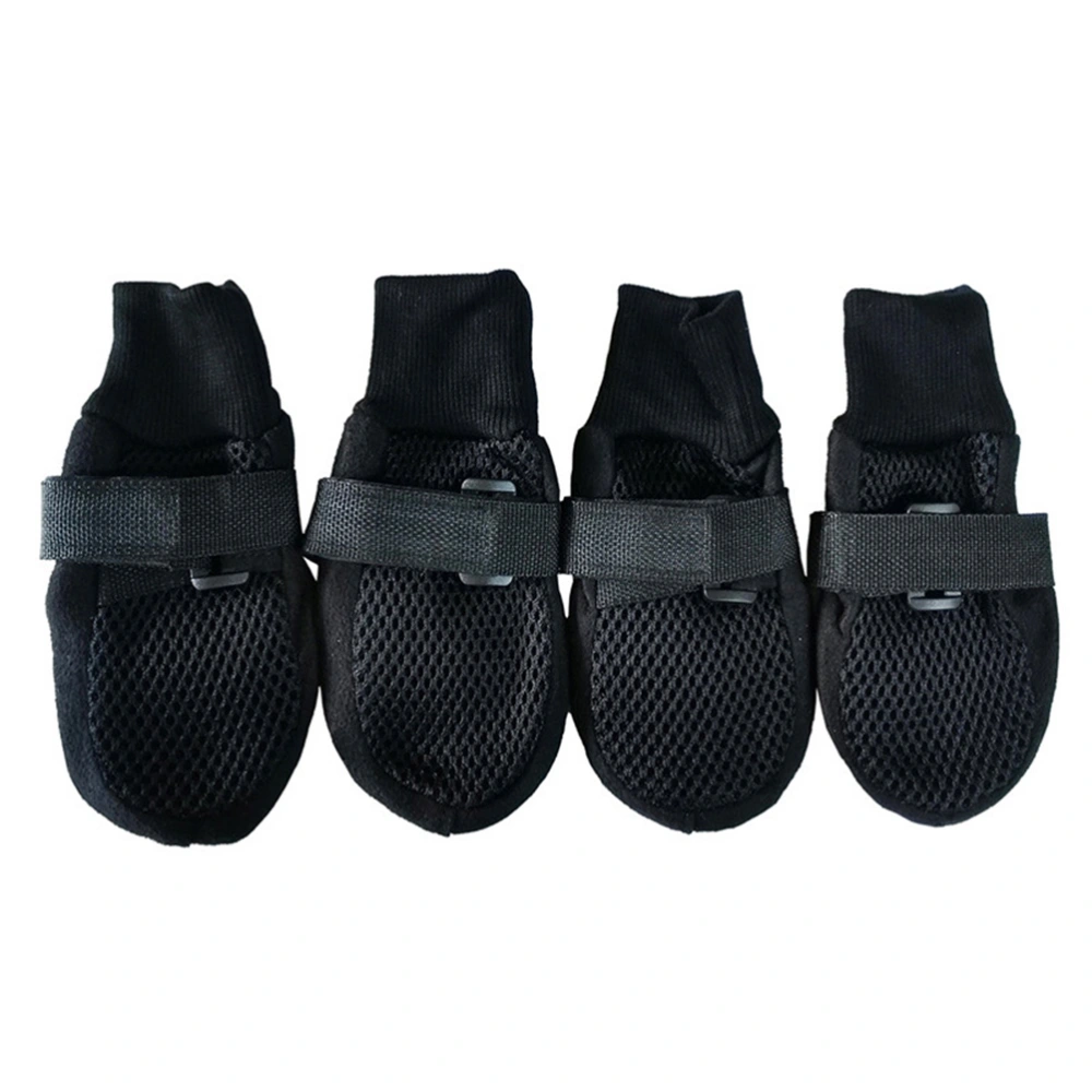 Breathable Mesh Dog Puppy Shoes Nonslip Sole Dog Boots Paw Protector Size L (Black)