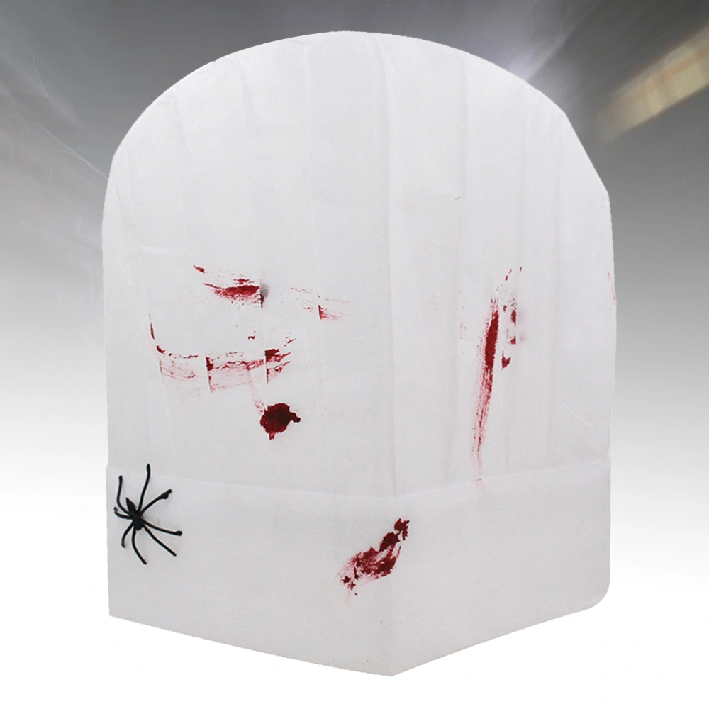 1pc Halloween Quirky Chef Hat Bloodstain Headgear Creative Head Cosplay Accessories Photos Props